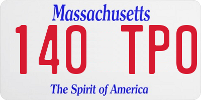 MA license plate 140TP0