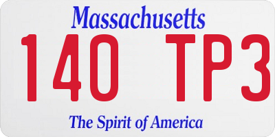MA license plate 140TP3