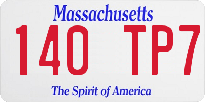 MA license plate 140TP7