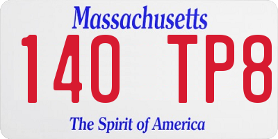 MA license plate 140TP8