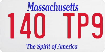 MA license plate 140TP9