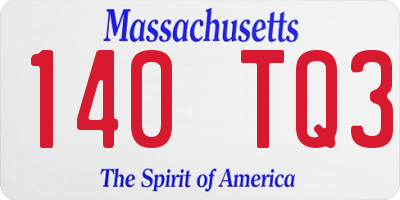 MA license plate 140TQ3