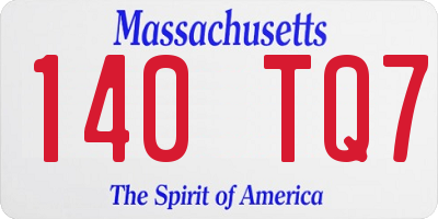 MA license plate 140TQ7