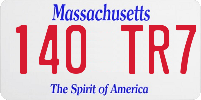 MA license plate 140TR7