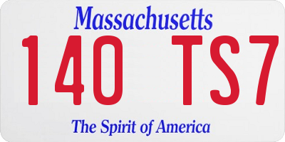 MA license plate 140TS7