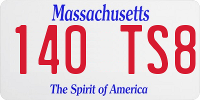 MA license plate 140TS8