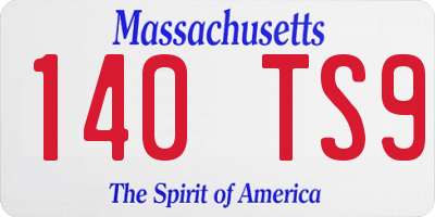 MA license plate 140TS9