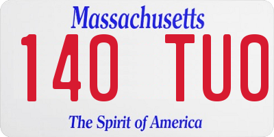 MA license plate 140TU0