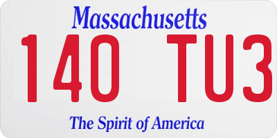 MA license plate 140TU3