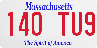 MA license plate 140TU9
