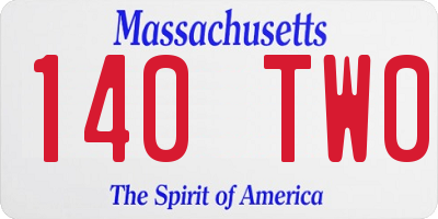 MA license plate 140TW0