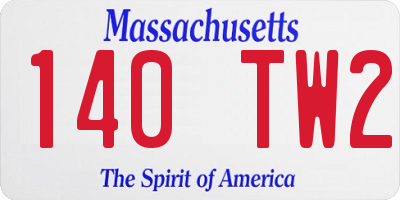 MA license plate 140TW2
