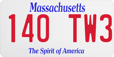 MA license plate 140TW3