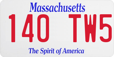MA license plate 140TW5