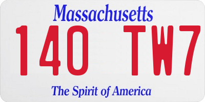 MA license plate 140TW7