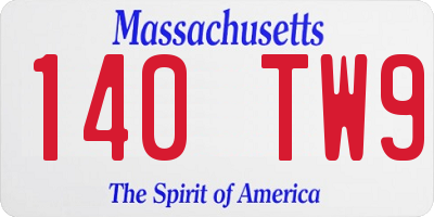 MA license plate 140TW9