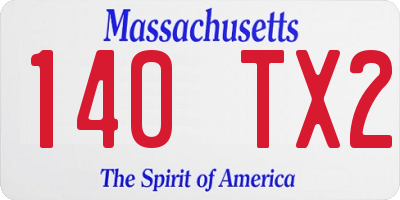 MA license plate 140TX2