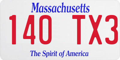 MA license plate 140TX3