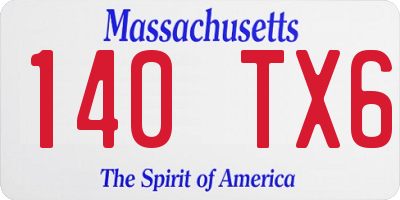MA license plate 140TX6