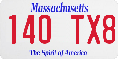 MA license plate 140TX8