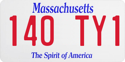 MA license plate 140TY1