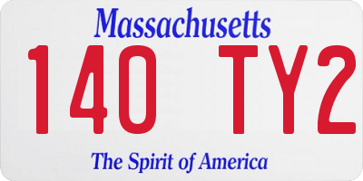 MA license plate 140TY2