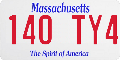 MA license plate 140TY4