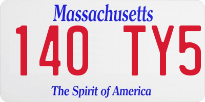 MA license plate 140TY5