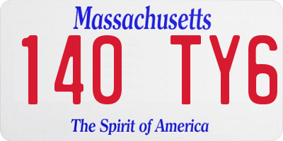 MA license plate 140TY6