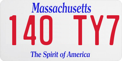 MA license plate 140TY7