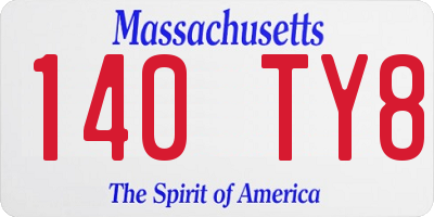 MA license plate 140TY8
