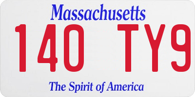MA license plate 140TY9