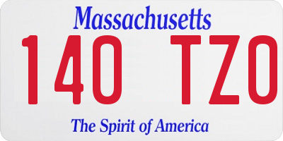 MA license plate 140TZ0