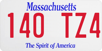 MA license plate 140TZ4