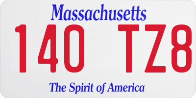 MA license plate 140TZ8
