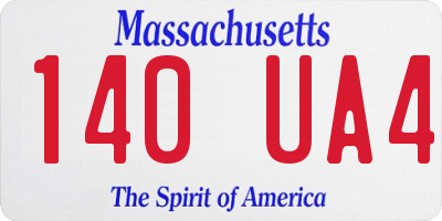 MA license plate 140UA4