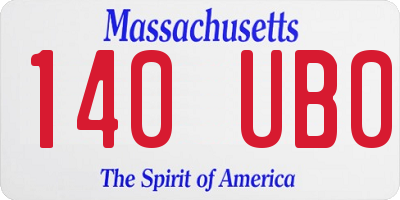 MA license plate 140UB0