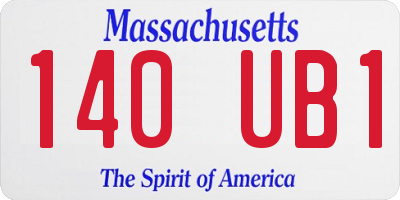 MA license plate 140UB1