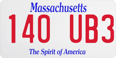 MA license plate 140UB3