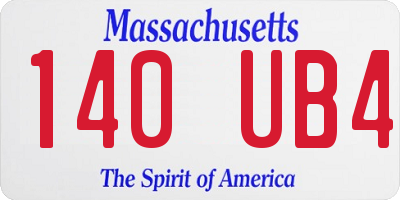 MA license plate 140UB4