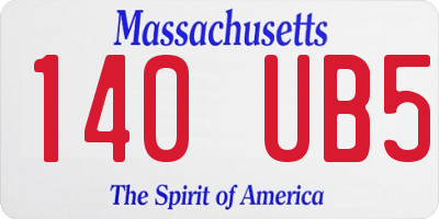 MA license plate 140UB5