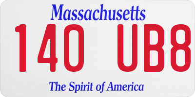 MA license plate 140UB8