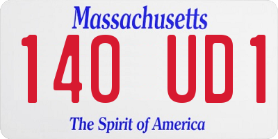 MA license plate 140UD1
