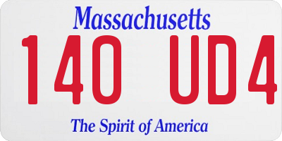 MA license plate 140UD4