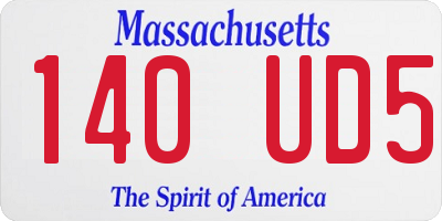 MA license plate 140UD5