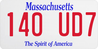 MA license plate 140UD7