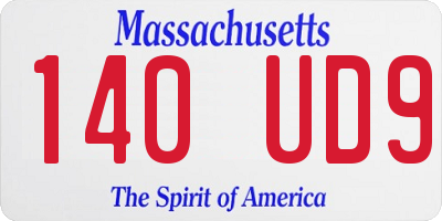 MA license plate 140UD9