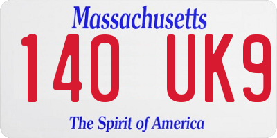 MA license plate 140UK9