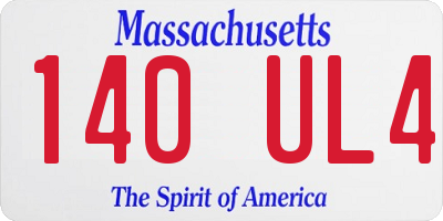 MA license plate 140UL4