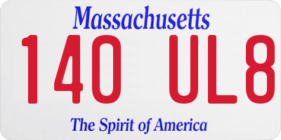 MA license plate 140UL8
